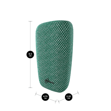 Zelený textilný zadný panel Ploom X Green s jeho rozmermi - pohľad z prednej strany
