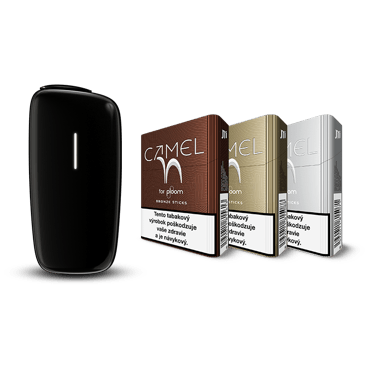Čierne Ploom X Advanced zariadenie a 3 krabičiek náplní - Camel Bronze, Gold a Silver