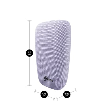Fialový textilný zadný panel Ploom X Lavender s jeho rozmermi - pohľad z prednej strany