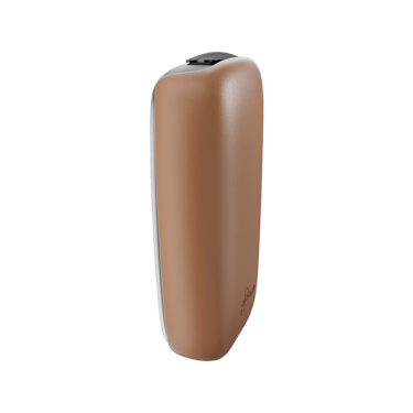 Ploom X Advanced brown kožený zadný kryt - pohľad z ľavej strany