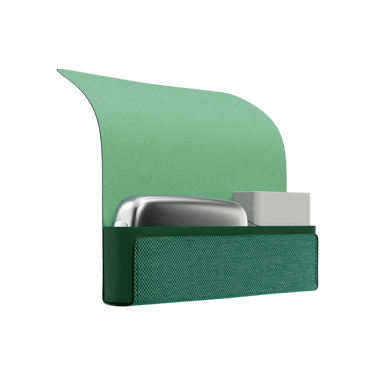 Ploom X Advanced - otvorené zelené textilné puzdro na zariadenie a náplne - pohľad zboku - biele pozadie