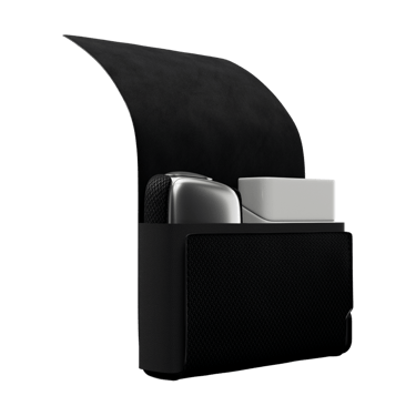 Ploom X Advanced kompaktné cestovné puzdro black , otvorený pohľad z pravého uhla
