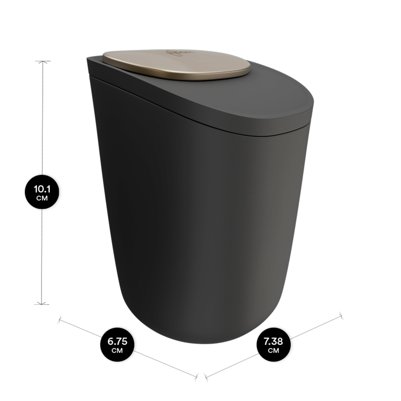 Ploom X Advanced Black veľká dóza, pohľad z boku s rozmermi
