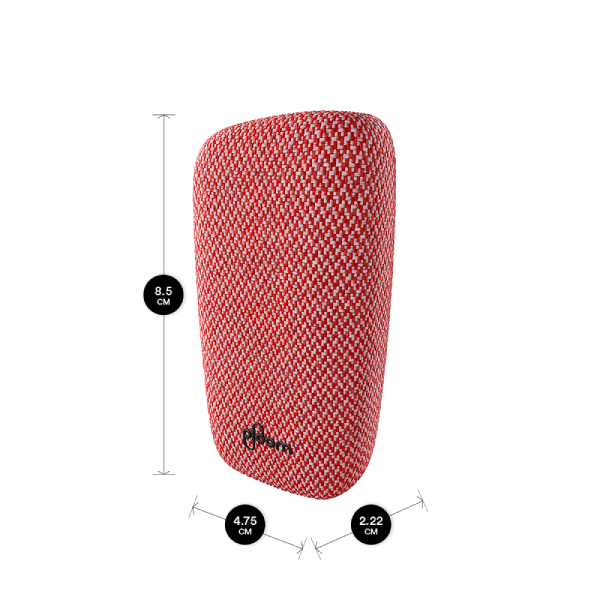 Červený textilný zadný panel Ploom X Red s jeho rozmermi - pohľad z prednej strany