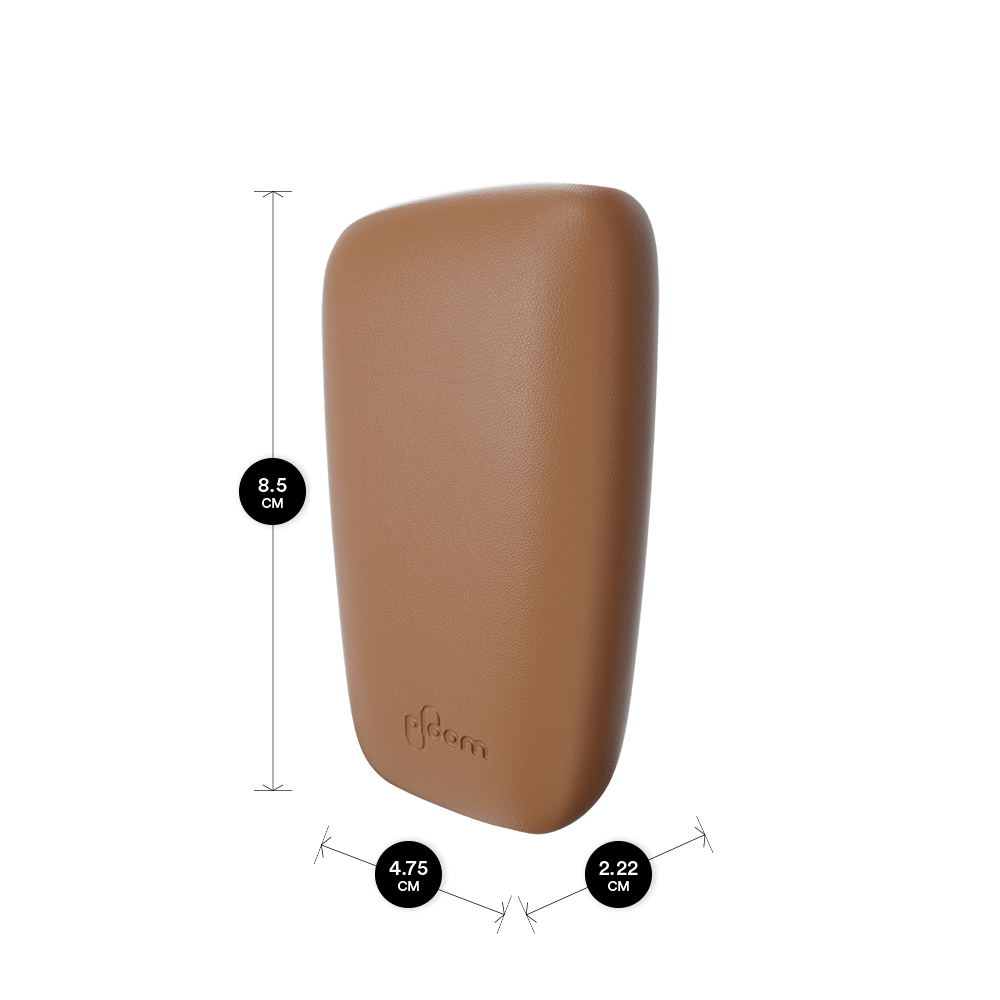 Ploom X hnědý kožený zadný kryt Brown s jeho rozmermi