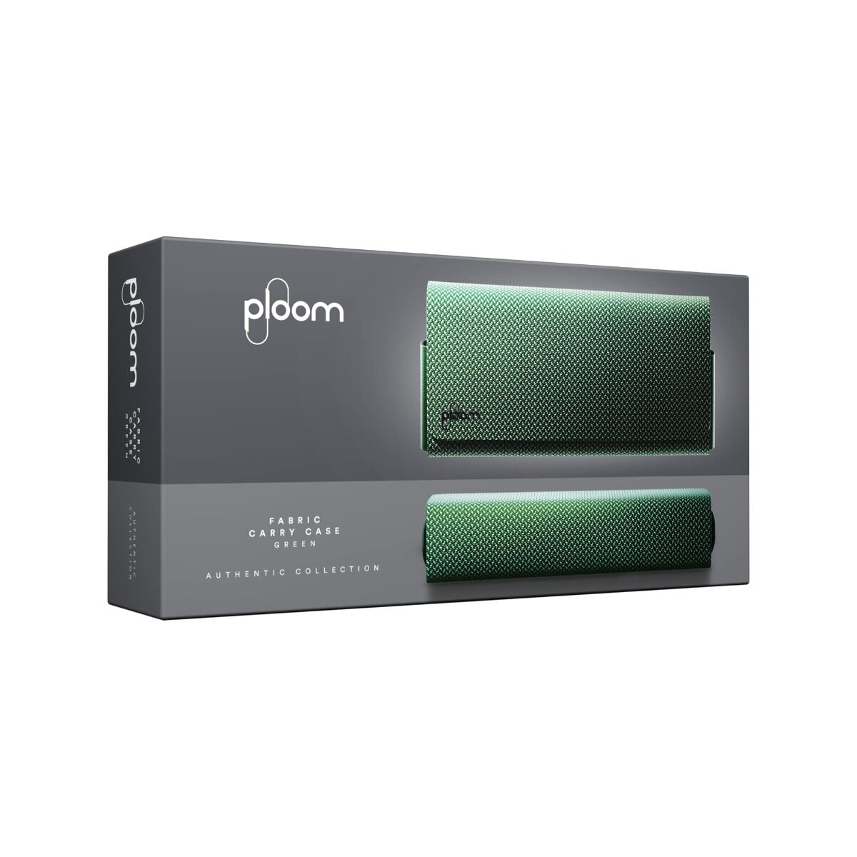 Ploom X Advanced - zelené textilné puzdro s obalom - pohľad zpredu