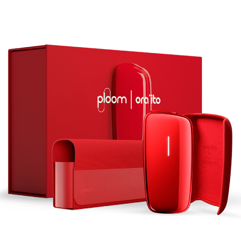 Limitovaná edícia Ploom X Special Edition Red by Ora ito - zariadenie, textilný zadný kryt a puzdro v červenej farbe