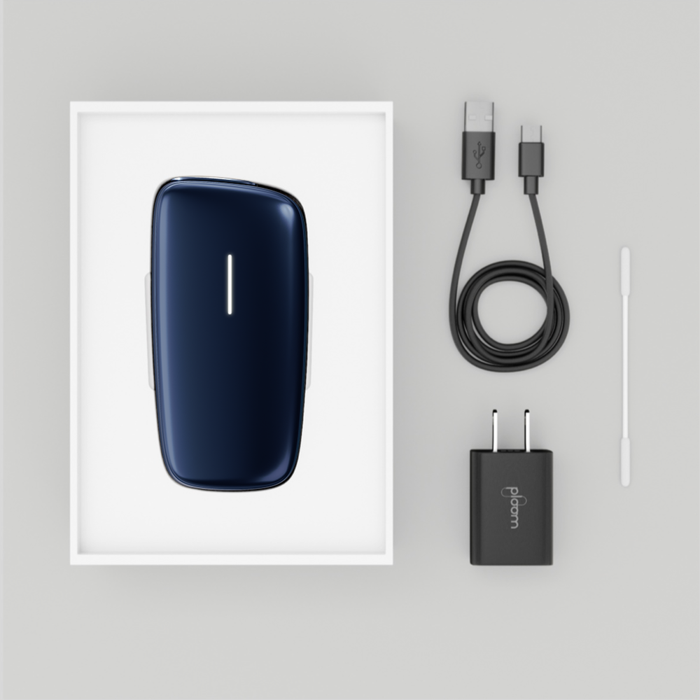 Príslušenstvo Ploom X - modrý Ploom X Advanced Navy Blue, usb kábel, čistiace tyčinky a sieťový adaptér
