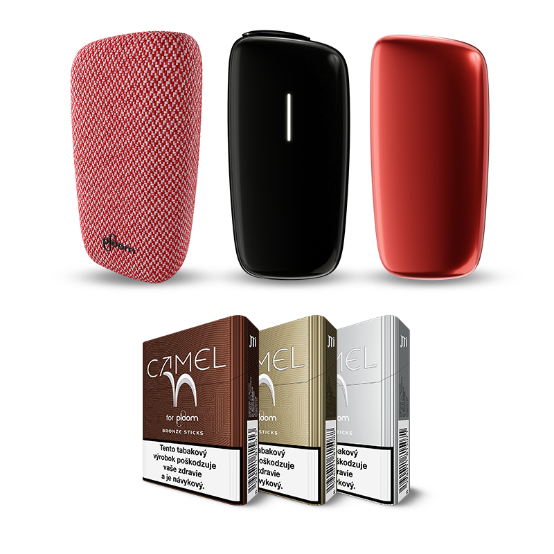 Ploom X Advanced custom set – zariadenie Ploom, predný kryt, textilný zadný kryt, 3 krabičky Camel