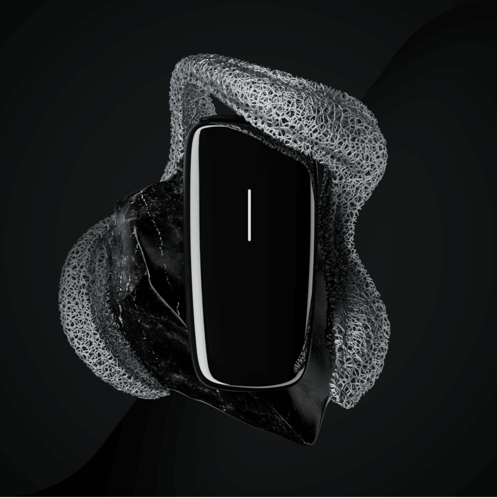 Ploom X Advanced Black predný kryt - umelecký záber na čiernom pozadí