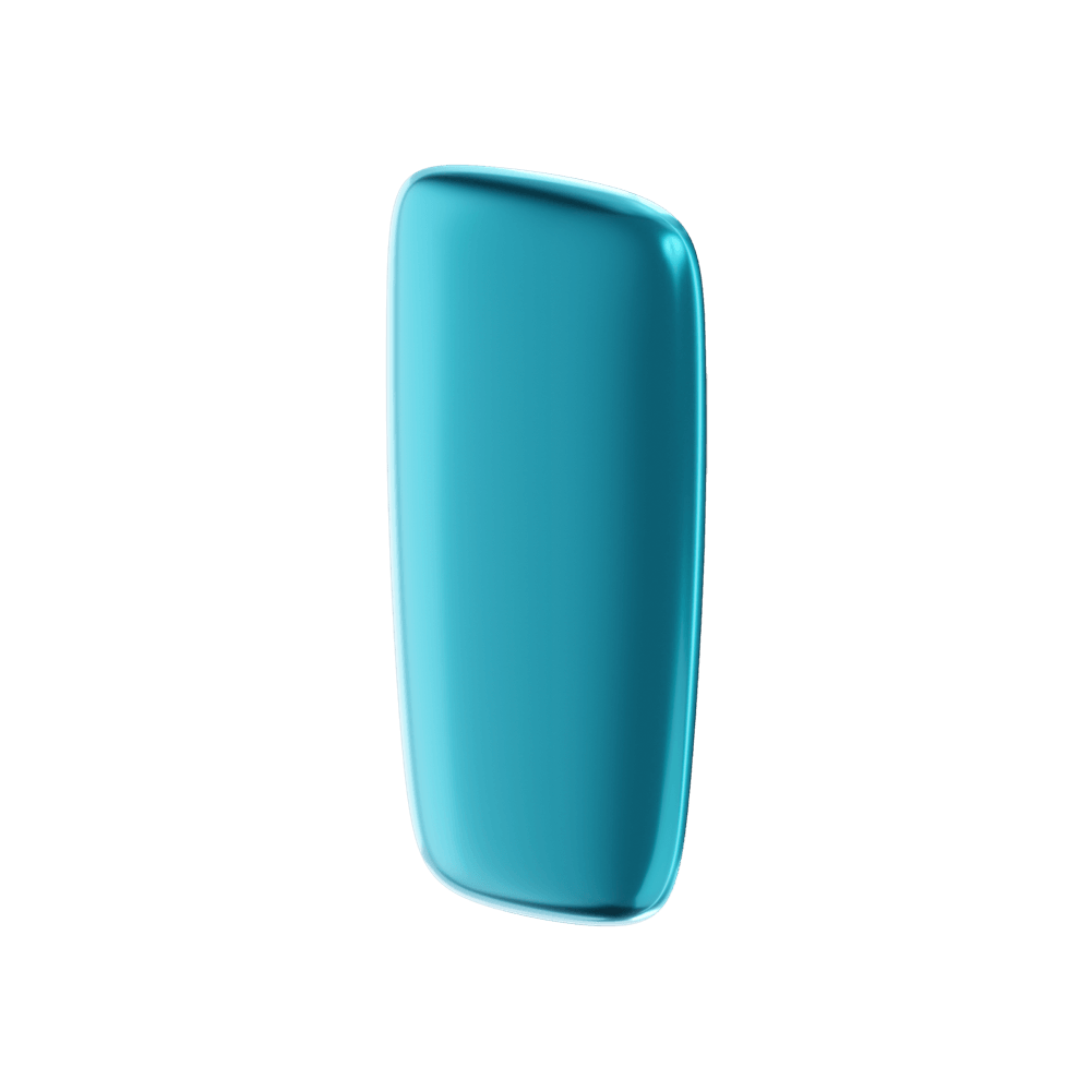 Ploom X predný kryt Ocean Blue - pohľad z prednej a z pravej strany