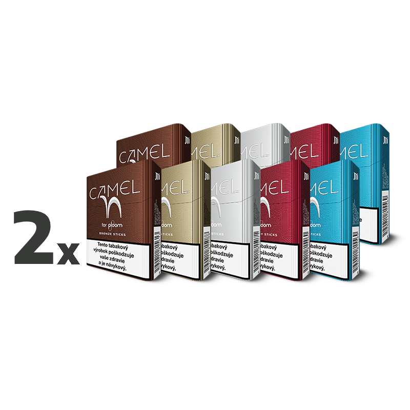 Krabičky Camel tabakových náplní - Bronze, Gold, Silver, Burgundy a Teal